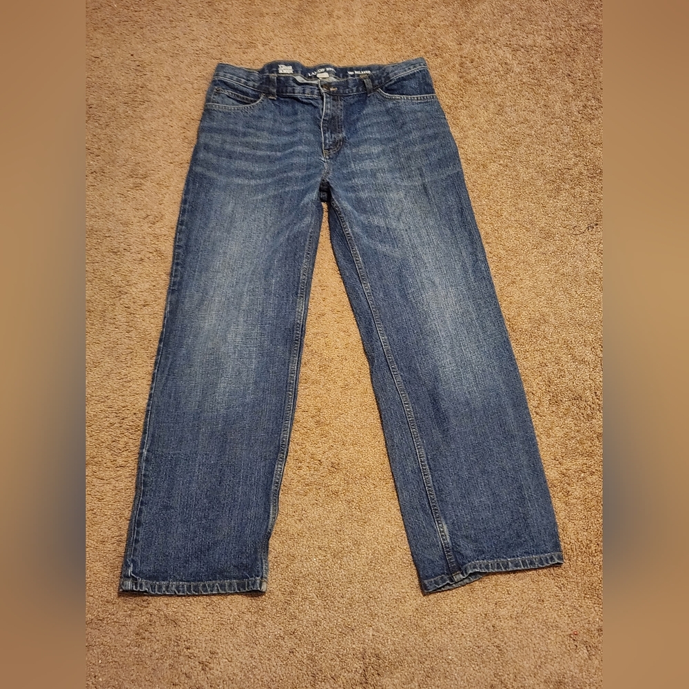 Lands End Iron Knee Jeans Boys 18H Husky Relaxed Fit Blue Denim Reinforced Knee